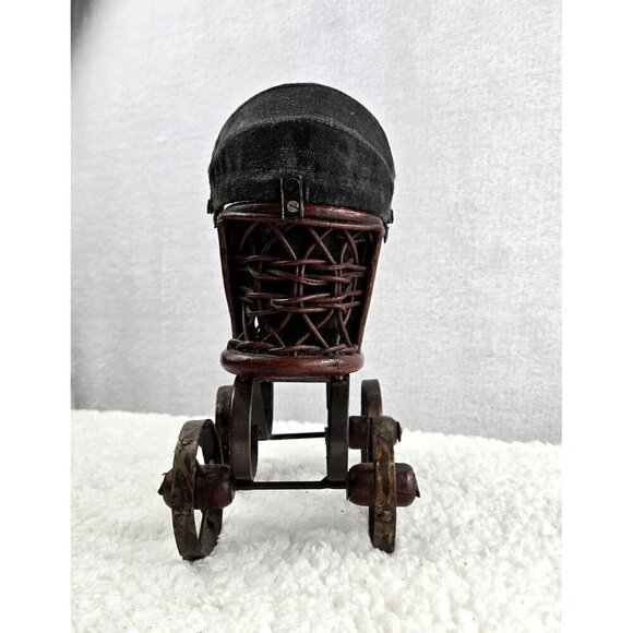 VTG Antique Miniature Baby Stroller Pram 8" High Victorian Gothic Decor Carriage - Picture 4 of 16